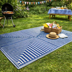 Livmore Indoor & Outdoor Rug 440 Gsm Mat (Size 120x180 Cm) - Blue And off White_8486130_1