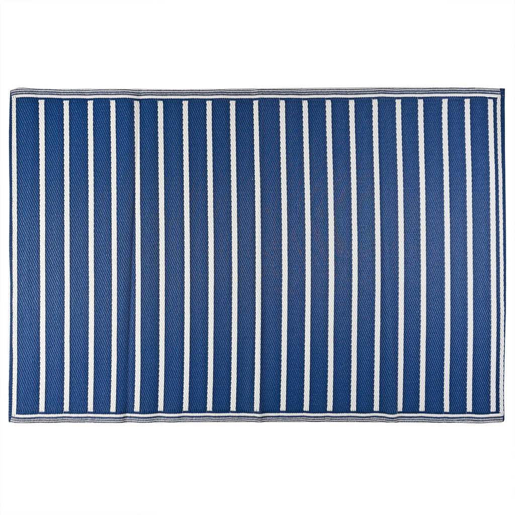 Livmore Polypropylene Rug 440 Gsm Mat (Size 120x180 Cm) - White & Navy Blue_8486132