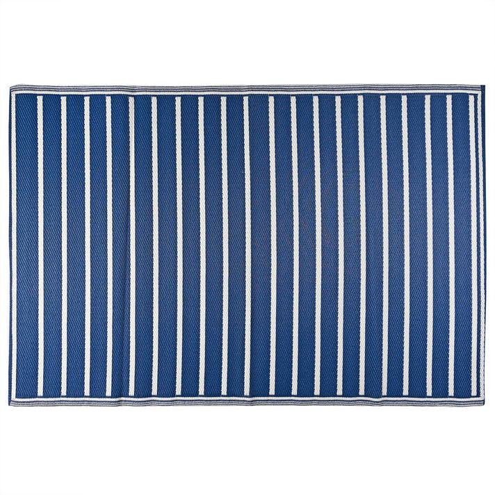 Livmore Polypropylene Rug 440 Gsm Mat (Size 120x180 Cm) - White &amp; Navy Blue 8486132 1
