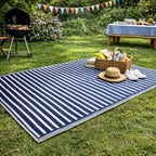 Livmore Polypropylene Rug 440 Gsm Mat (Size 120x180 Cm) - White & Navy Blue_8486132_1