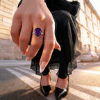 LARGEST AMETHYST RING - Lab Grown Diamond SI-G/H & AAA African Amethyst Pear Cut Solitaire Ring in Rhodium Overlay Sterling Silver 27.33 Ct._8486266_1