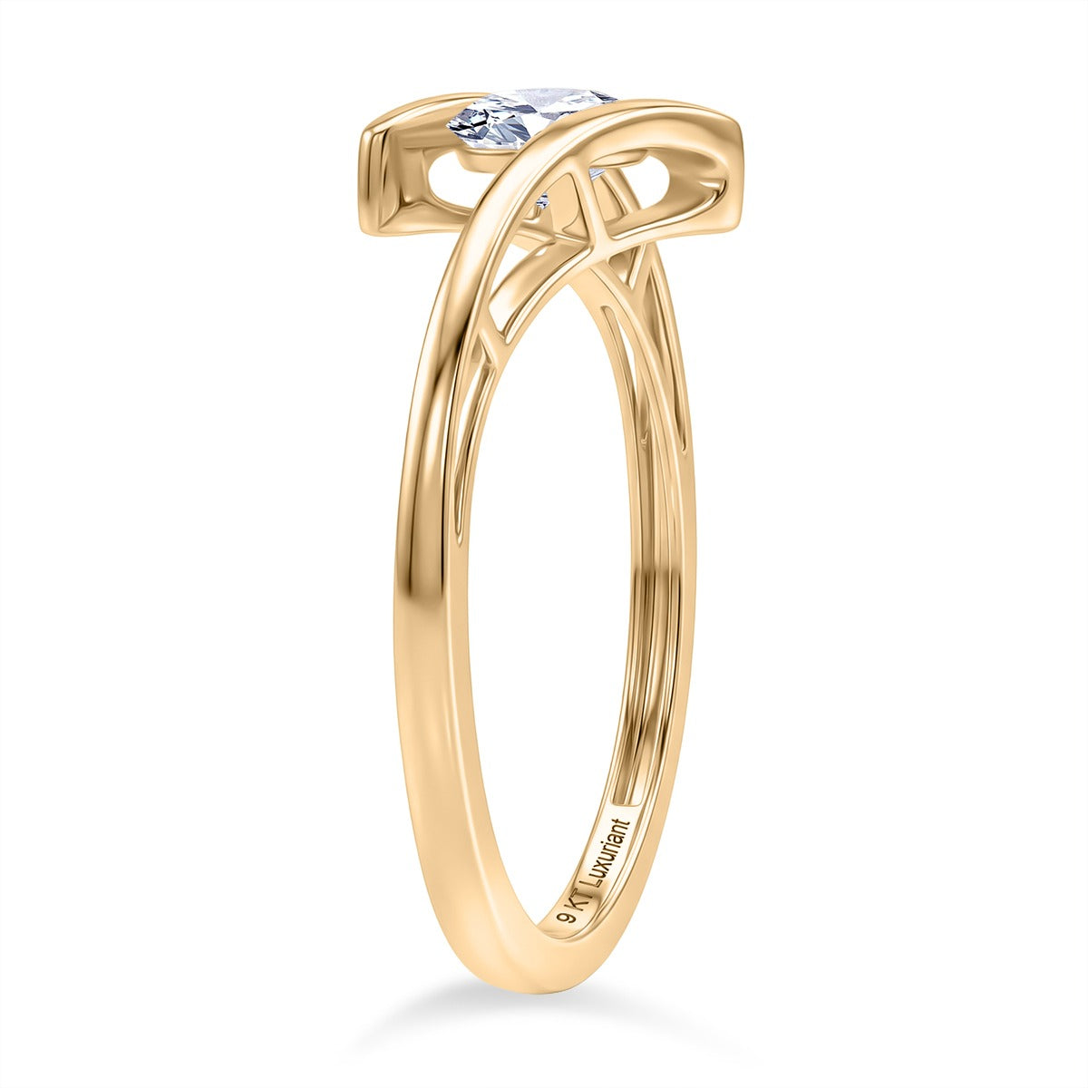 LUXURIANT 0.50 Ct. Lab Grown Diamond Solitaire Bypass Ring in 9K Yellow Gold (SI-GH) 8486279 5
