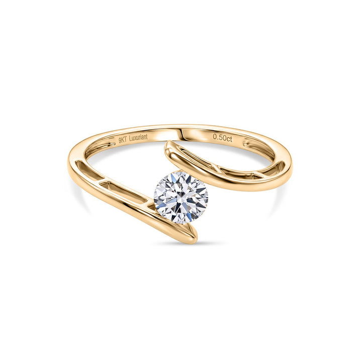 LUXURIANT 0.50 Ct. Lab Grown Diamond Solitaire Bypass Ring in 9K Yellow Gold (SI-GH) 8486287 1
