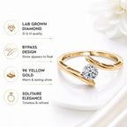 Luxuriant - 9K Yellow Gold Lab Grown Diamond (SI/G-H) Solitaire Bypass Ring, 0.50 Ct._8486287_3