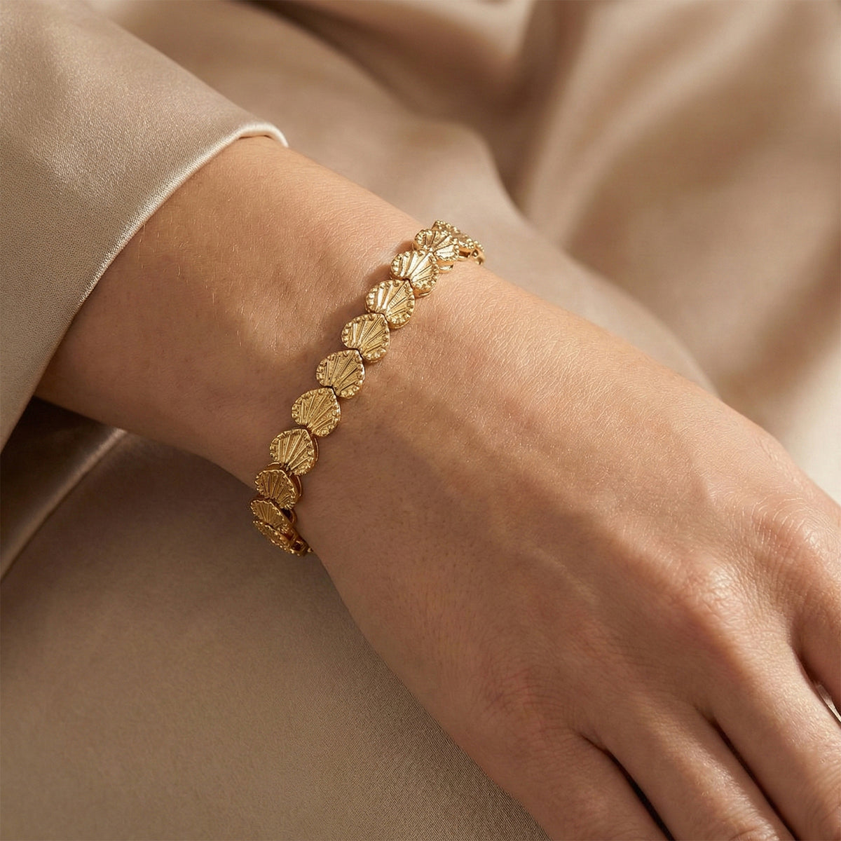 EverTrue Bronzella Collection - Motif Linked Bracelet (Size - 7.5) in 18K Yellow Gold Plating 8486297 2
