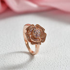 D'Joy Natural Pink Diamond Floral Ring in 18K Vermeil Rose Gold Plated Sterling Silver. Total Diamond Wt 0.50 Cts_8486396_2