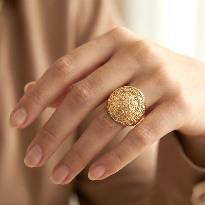 EverTrue Bronzella Collection - Royal Filigree Dome Ring in 18K Yellow Gold Plating 8486435 2