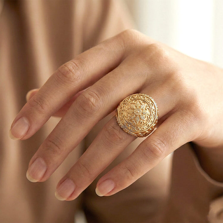 EverTrue Bronzella Collection - Royal Filigree Dome Ring in 18K Yellow Gold Plating 8486436 2