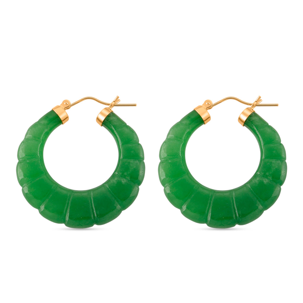 D'Joy Green Jade Beads Earring with Clasp in Yellow Gold Plated Sterling Silver 75.00 Ct._8486541_3