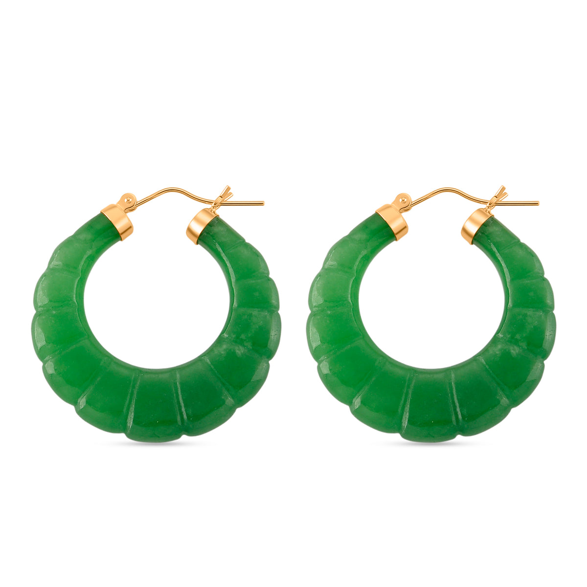 D'Joy Green Jade Beads Earring with Clasp in Yellow Gold Plated Sterling Silver 75.00 Ct. V32730467 4