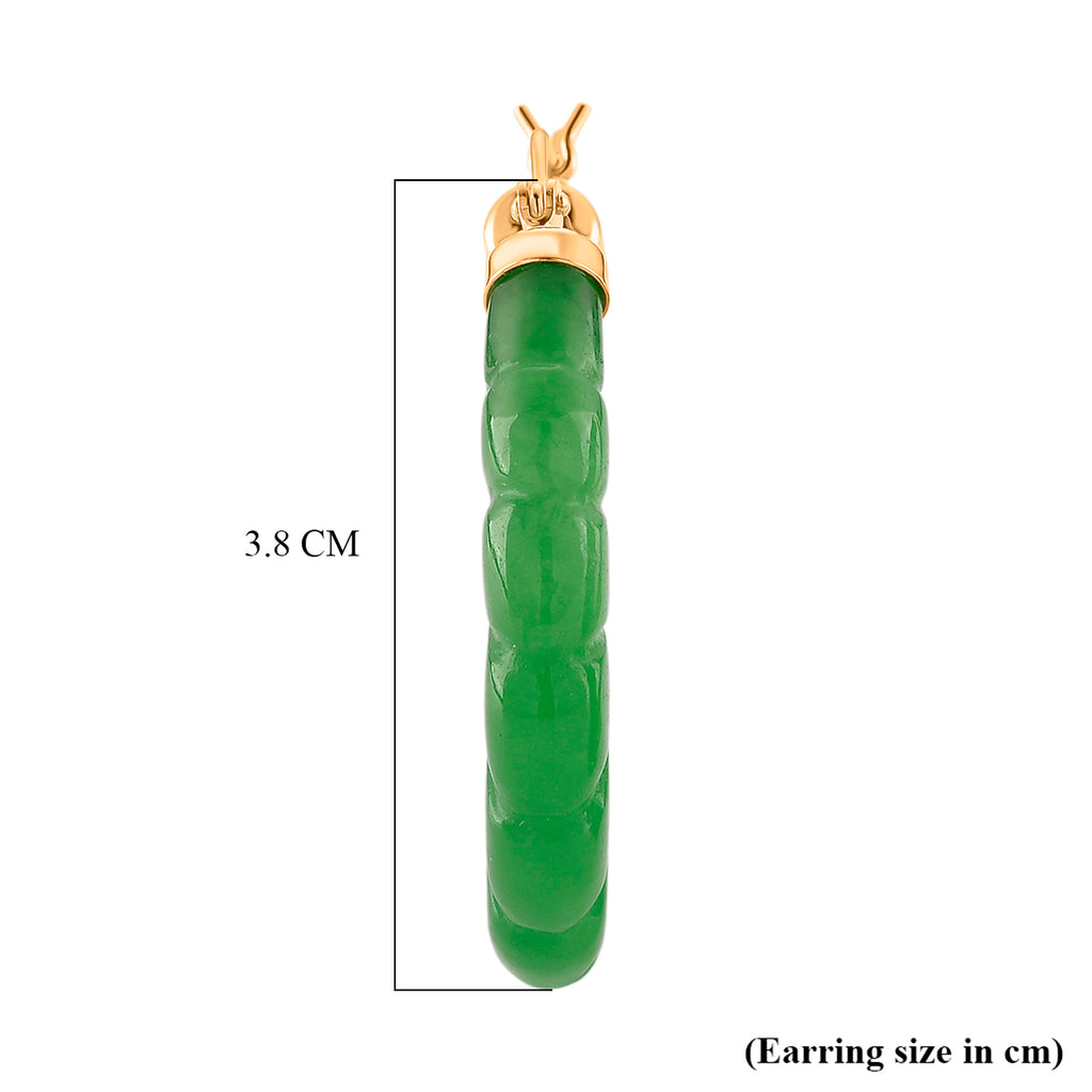 D'Joy Green Jade Beads Earring with Clasp in Yellow Gold Plated Sterling Silver 75.00 Ct._8486541_4