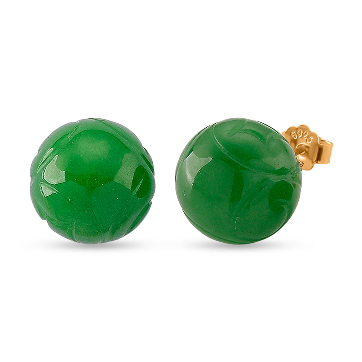 D'Joy Enhanced Green Jade Stud Earring with Push Back in Yellow Gold Plated Sterling Silver 30.00 Ct. V32512969 0