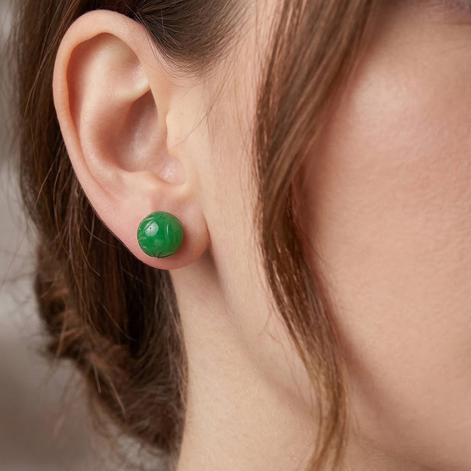 D'Joy Enhanced Green Jade Stud Earring with Push Back in Yellow Gold Plated Sterling Silver 30.00 Ct. V32512969 2