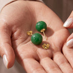 D'Joy Enhanced Green Jade Beads Earring with Push Back in Yellow Gold Plated Sterling Silver 30.00 Ct._8486544_3