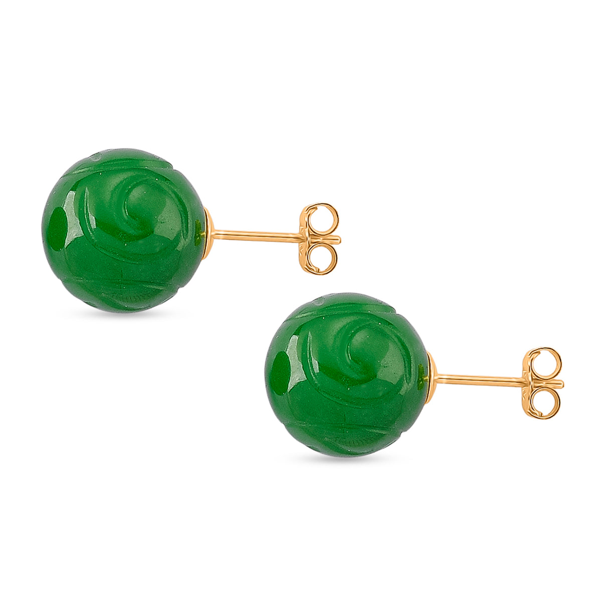 D'Joy Enhanced Green Jade Stud Earring with Push Back in Yellow Gold Plated Sterling Silver 30.00 Ct. V32512969 6