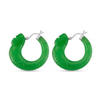 D'Joy Enhanced Green Jade Dragon Hoop Earring with Clasp in Rhodium Overlay Sterling Silver 25.00 Ct._8486545_3