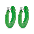 D'Joy Enhanced Green Jade Dragon Hoop Earring with Clasp in Rhodium Overlay Sterling Silver 25.00 Ct._8486545_4