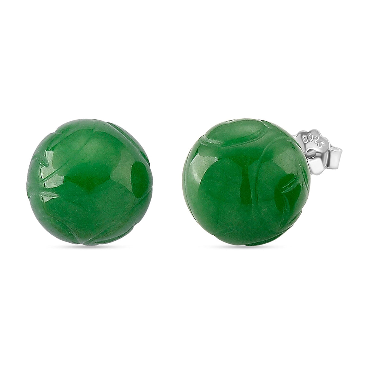 D'Joy Enhanced Green Jade Beads Earring with Push Back in Rhodium Overlay Sterling Silver 30.00 Ct. 8486550 0