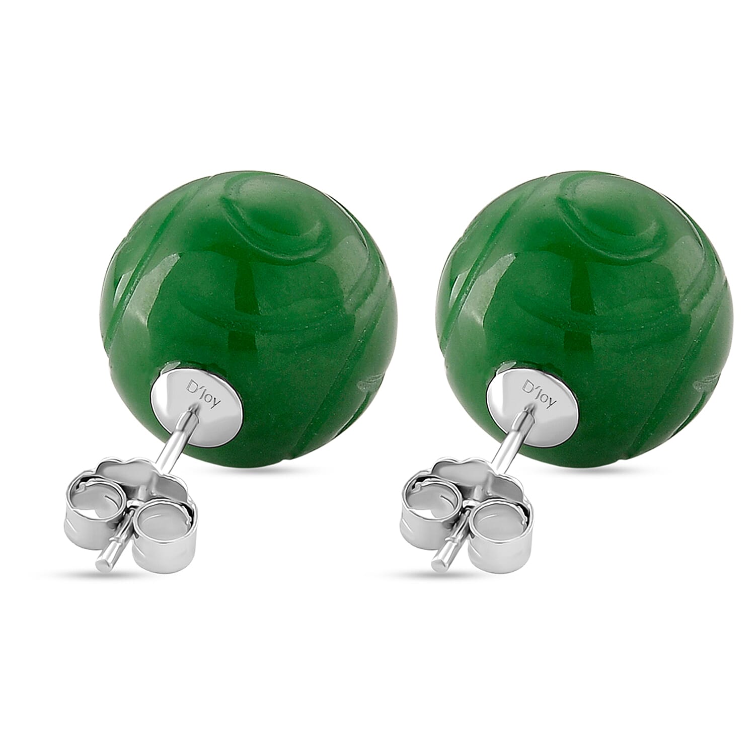 D'Joy Enhanced Green Jade Beads Earring with Push Back in Rhodium Overlay Sterling Silver 30.00 Ct. 8486550 6