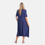 La Marey Stretch Jersey Dress With Side Pockets (Size S, 8-10) - Navy Blue_8486590_2