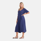 La Marey Stretch Jersey Dress With Side Pockets (Size S, 8-10) - Navy Blue_8486590_4