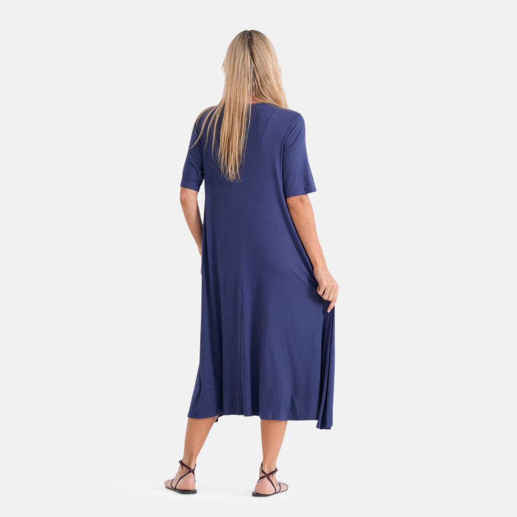 La Marey Stretch Jersey Dress With Side Pockets (Size M, 12-14) - Navy Blue_8486592_2