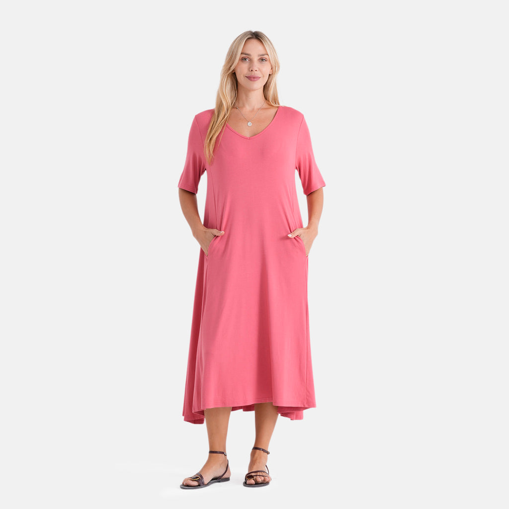 La Marey Stretch Jersey Dress With Side Pockets (Size S, 8-10) - Pink_8486595