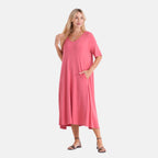 La Marey Stretch Jersey Dress With Side Pockets (Size S, 8-10) - Pink_8486595_3