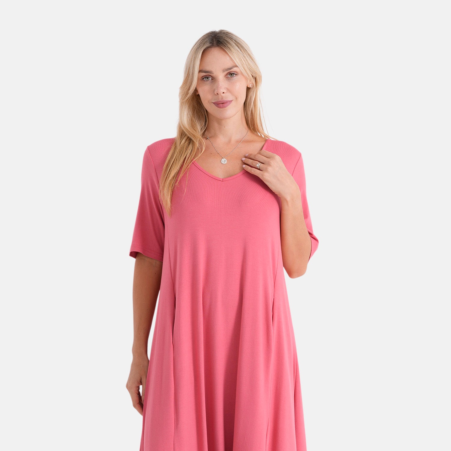 La Marey Stretch Jersey Dress With Side Pockets (Size L, 16-18) - Pink 8486597 6