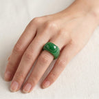 Burmese Carved Green Jade Hand Carved Seal Ring 50.00 Ct._8486602_1