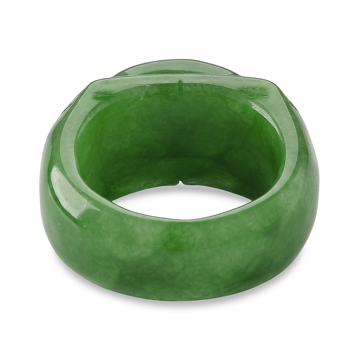 Burmese Carved Green Jade Hand Carved Seal Ring 50.00 Ct. V32744207 5