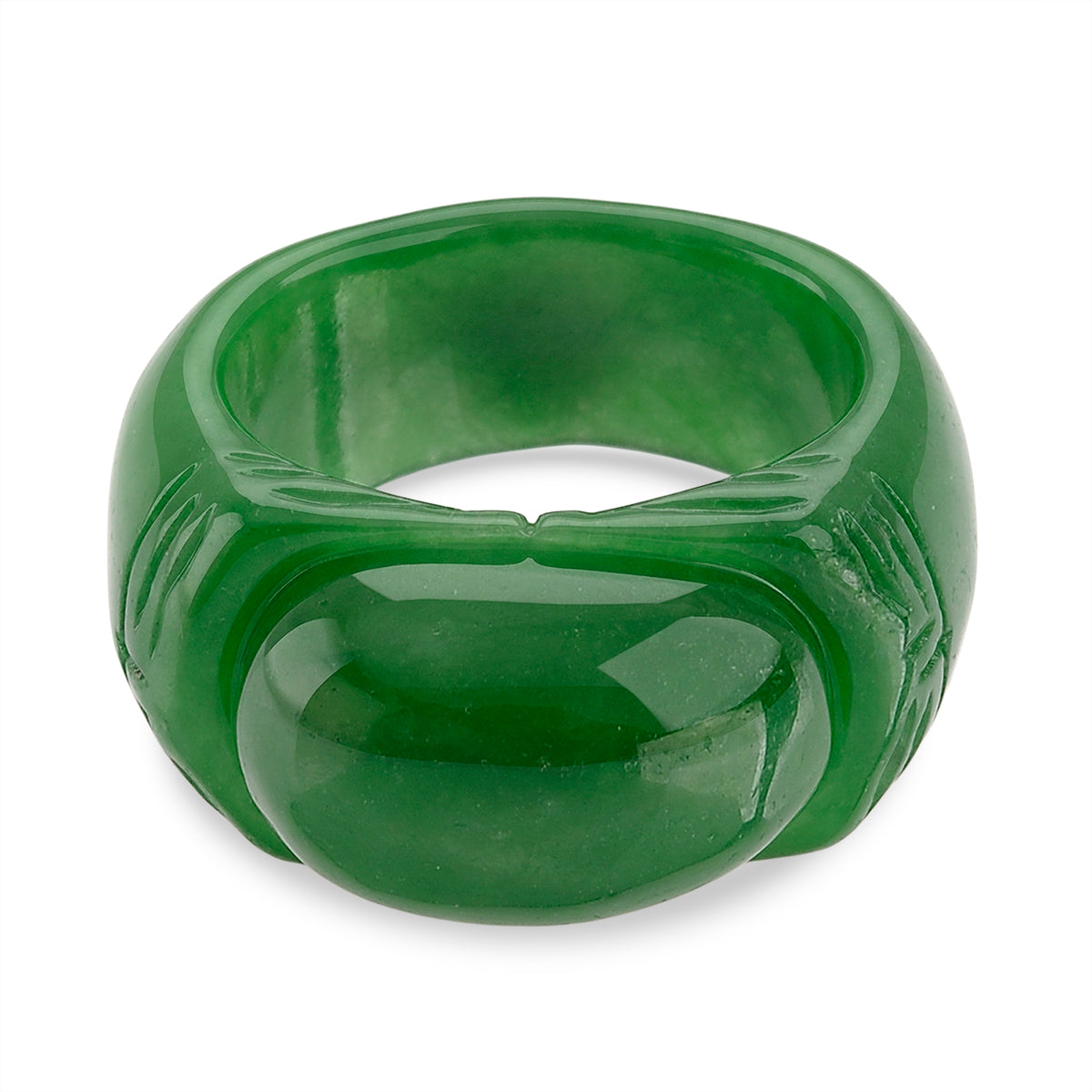 Enhanced Green Jade Hand Carved Seal Ring 50.00 Ct. 8486604 0