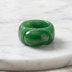 Burmese Carved Green Jade Hand Carved Seal Ring 50.00 Ct._8486604_2