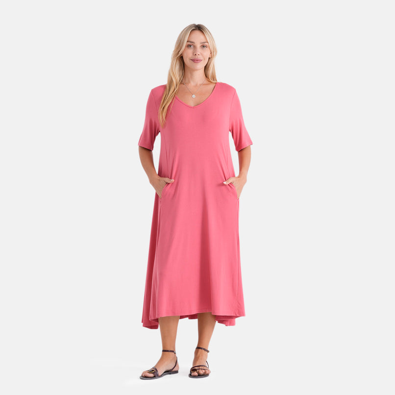 La Marey Stretch Jersey Dress With Side Pockets (Size XL, 20-22) - Pink_8486614