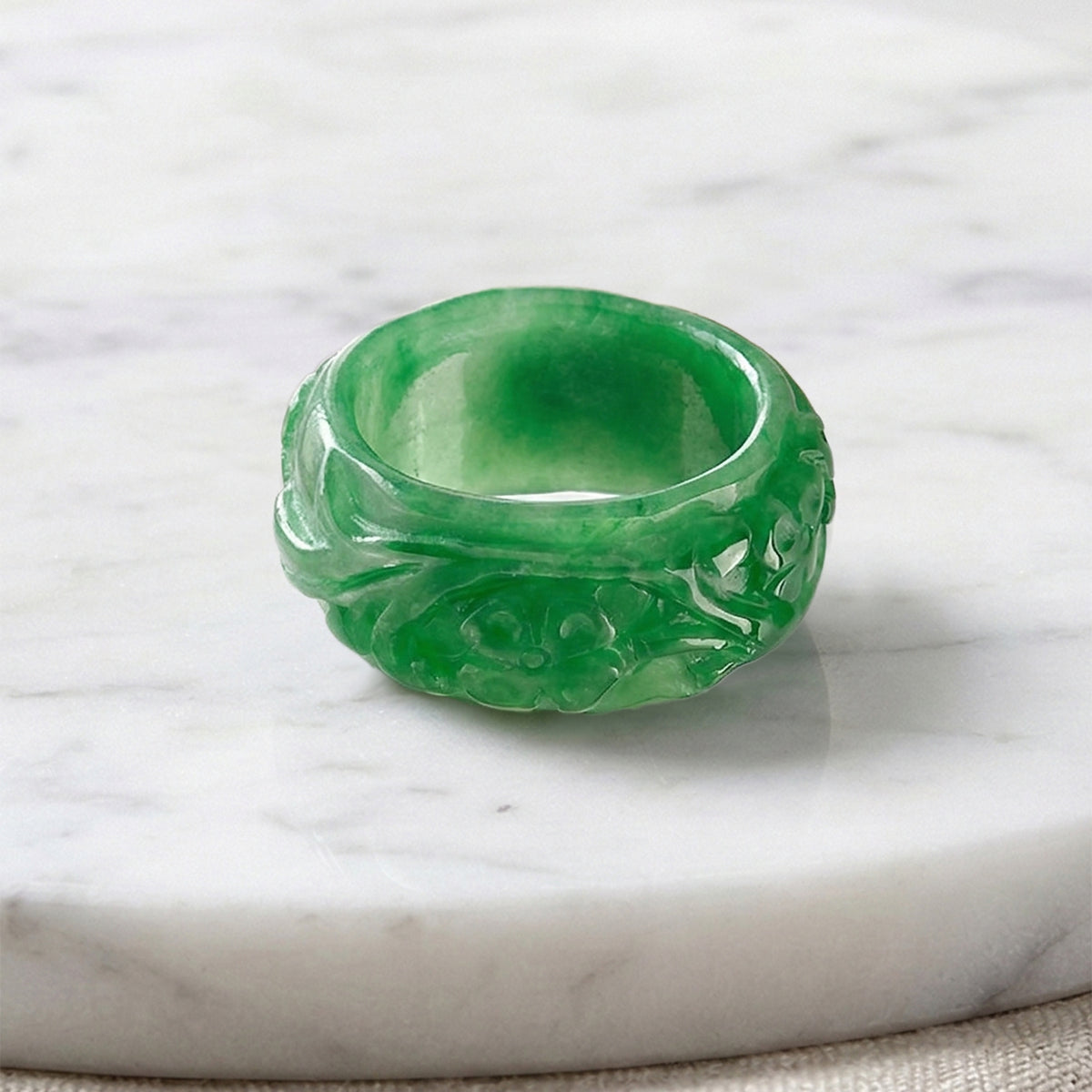 Enhanced Green Jade Floral Band Ring 30.00 Ct. V32514672 3