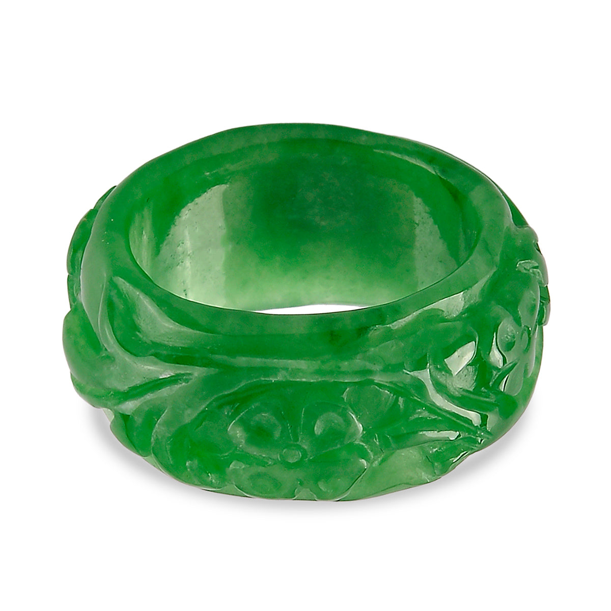 Green Jade Floral Band Ring 30.00 Ct. V32515346 0