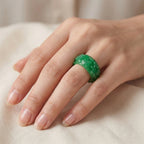 Enhanced Green Jade Floral Band Ring 30.00 Ct._8486630_1