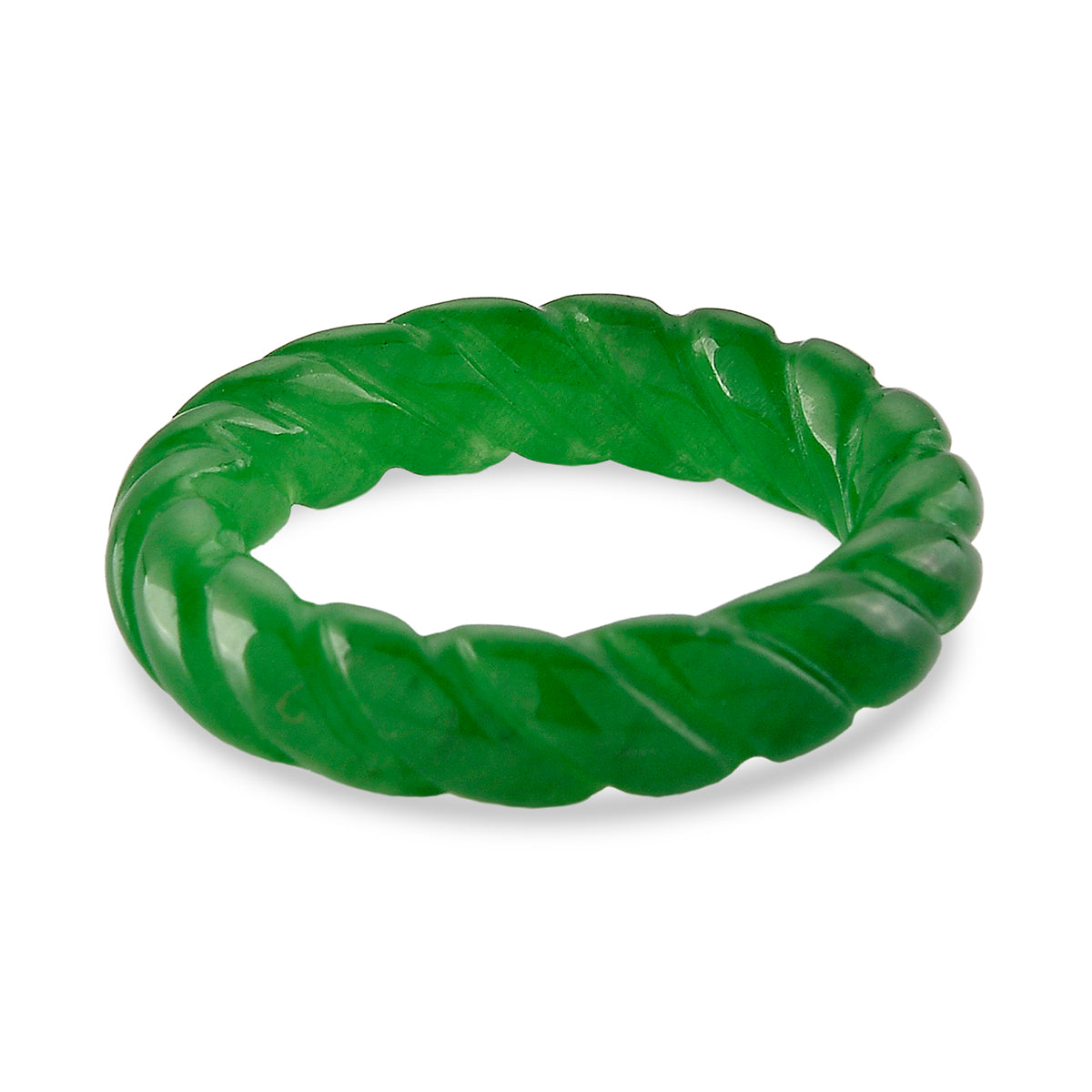 Enhanced Green Jade Curving Cut Band Ring 20.00 Ct. V32514327 5