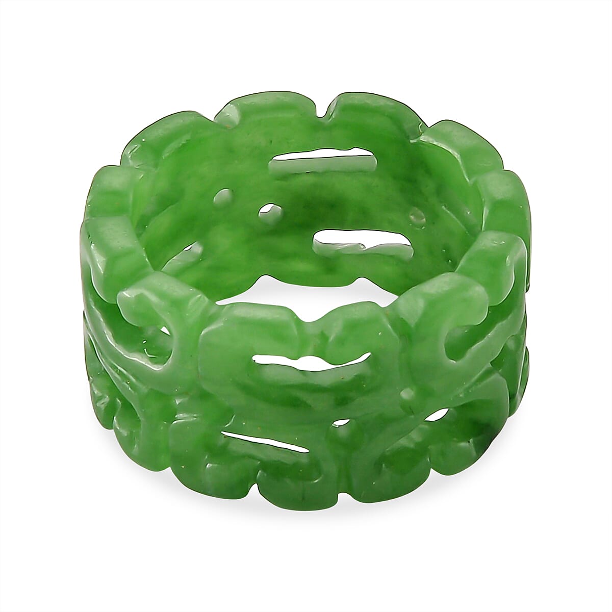 Green Jade Carved Ring (Size - M) 30.00 Ct. V32570719 4