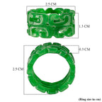 Green Jade Carved Ring (Size - M) 30.00 Ct._8486646