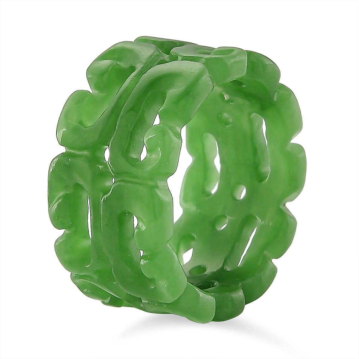 Green Jade Carved Ring (Size - N) 30.00 Ct. V32569761 3