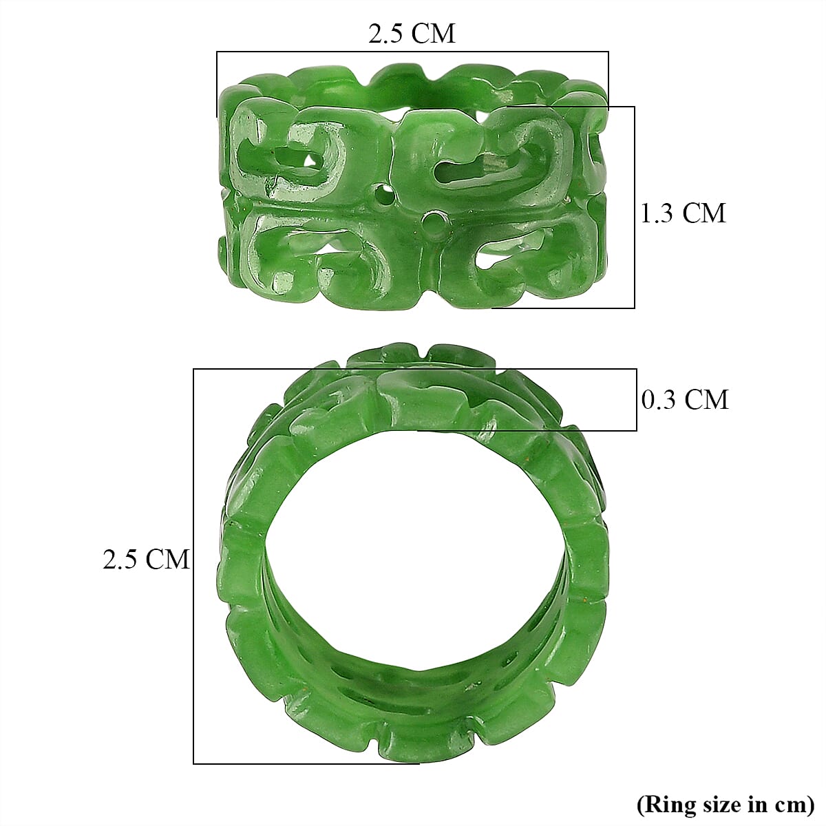 Green Jade Carved Ring (Size - N) 30.00 Ct. V32569761 5
