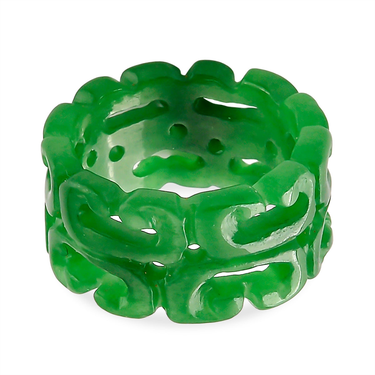 Green Jade Carved Ring (Size - O) 30.00 Ct. 8486648 0