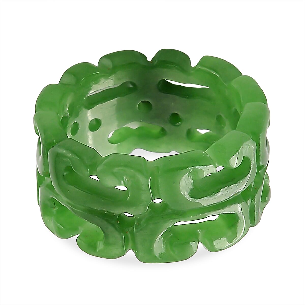 Green Jade Carved Ring (Size - O) 30.00 Ct. V32567421 0