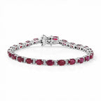 African Ruby & Luxuriant SI-G/H Lab Grown Diamond Tennis Bracelet (Size - 7.5) with GB Lock Box in Rhodium Overlay Sterling Silver 16.95 Ct._8486654