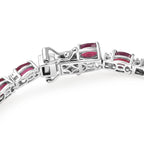 African Ruby & Luxuriant SI-G/H Lab Grown Diamond Tennis Bracelet (Size - 7.5) with GB Lock Box in Rhodium Overlay Sterling Silver 16.95 Ct._8486654_3