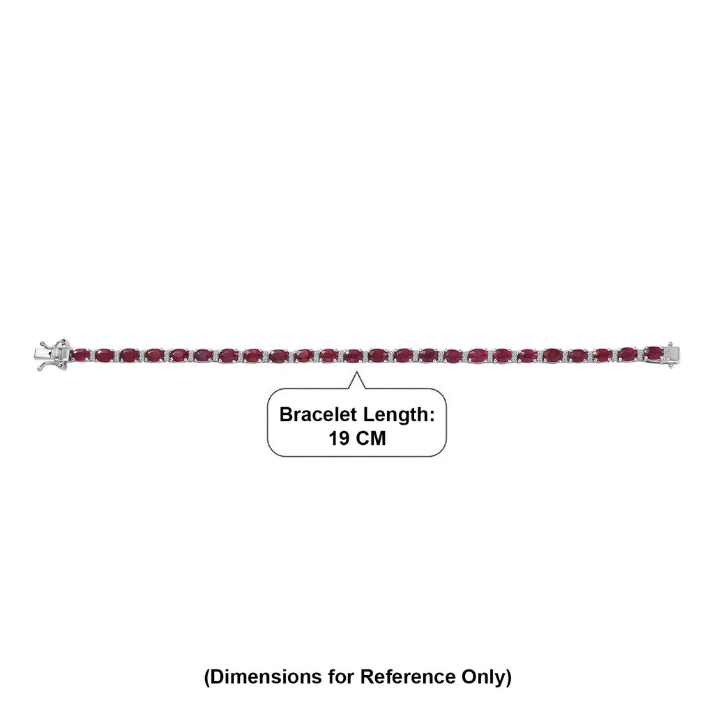 African Ruby & Luxuriant SI-G/H Lab Grown Diamond Tennis Bracelet (Size - 7.5) with GB Lock Box in Rhodium Overlay Sterling Silver 16.95 Ct._8486654_4