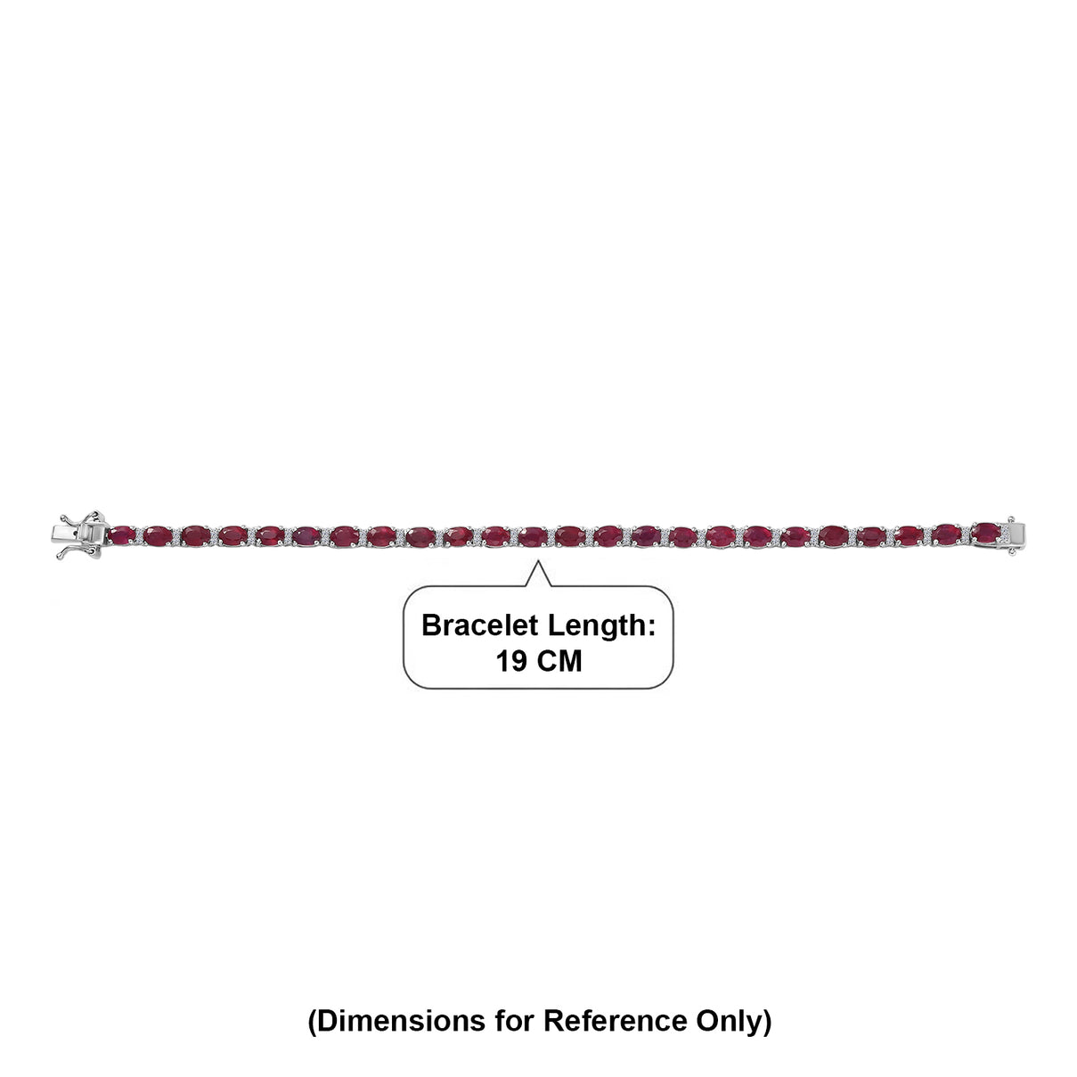 African Ruby &amp; Luxuriant SI-G/H Lab Grown Diamond Tennis Bracelet (Size - 7.5) with GB Lock Box in Rhodium Overlay Sterling Silver 16.95 Ct, Silver Wt. 9.55 Gms V32522405 4