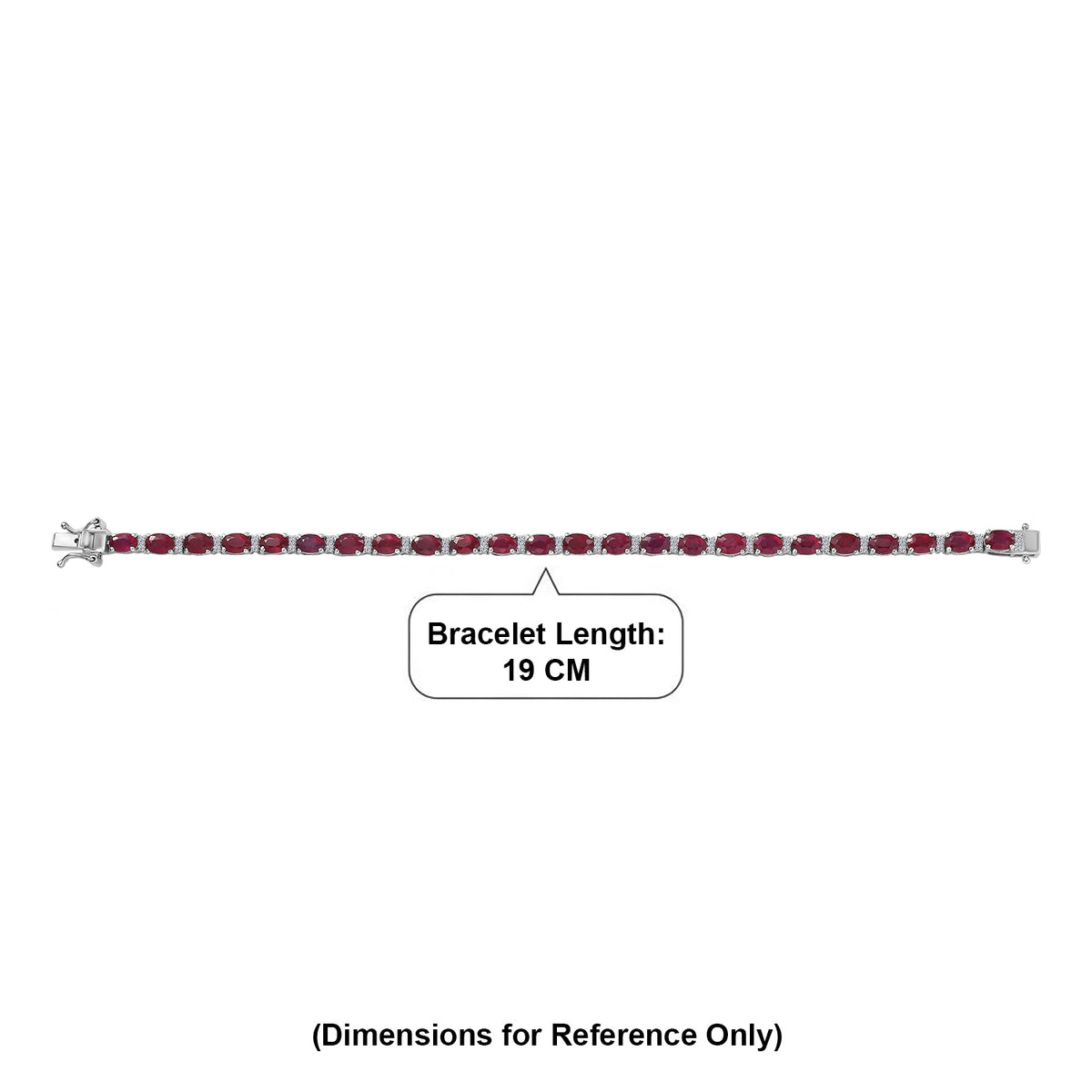 African Ruby &amp; Luxuriant SI-G/H Lab Grown Diamond Tennis Bracelet (Size - 7.5) with GB Lock Box in Rhodium Overlay Sterling Silver 16.95 Ct, Silver Wt. 9.55 Gms V32522405 4