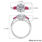 D'Joy Moissanite & African Ruby Trilogy Ring in Rhodium Overlay Sterling Silver 2.26 Ct._8486660_5